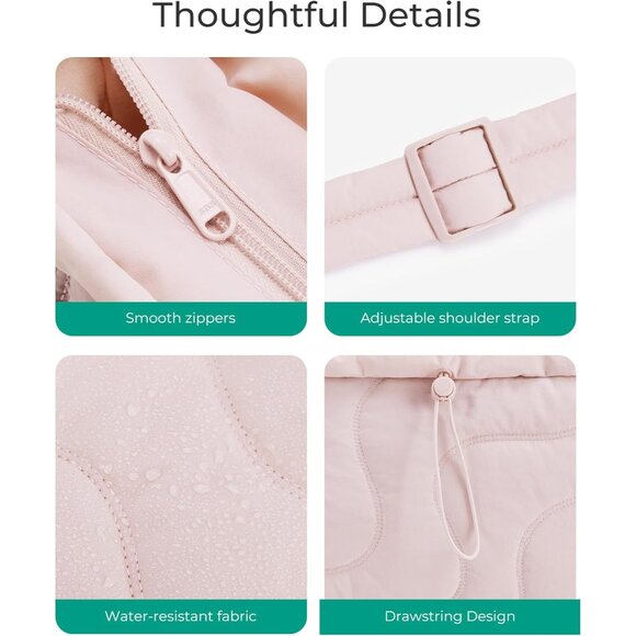 Camel Small Puffer Tote Bag for Women Lightweight Adjustable Strap Travel Work - Picture 5 of 7